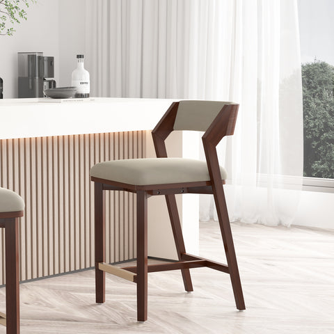Manhattan Comfort Patricia Modern Wood Upholstered Counter Stool in Linen