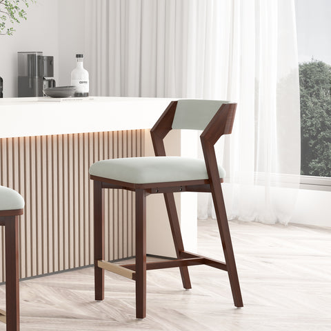 Manhattan Comfort Patricia Modern Wood Upholstered Counter Stool in White Glacier
