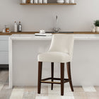 Manhattan Comfort Beever Modern Chenille Wood Counter Stool in Cream
