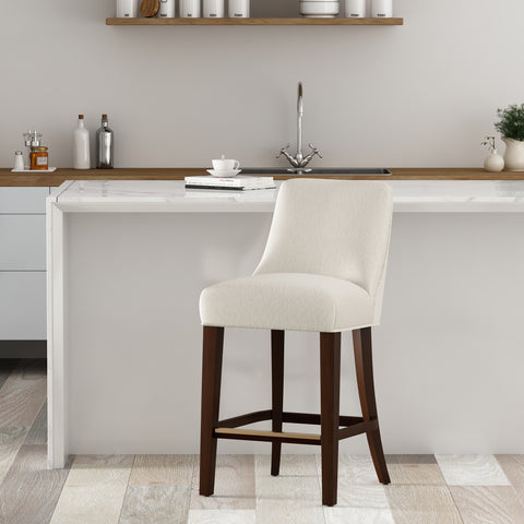 Manhattan Comfort Beever Modern Chenille Wood Counter Stool in Cream