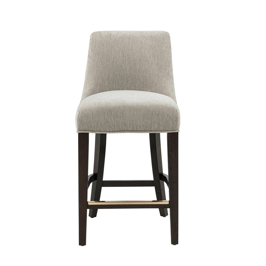 Manhattan Comfort Beever Modern Chenille Wood Counter Stool in Taupe