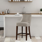Manhattan Comfort Beever Modern Chenille Wood Counter Stool in Taupe