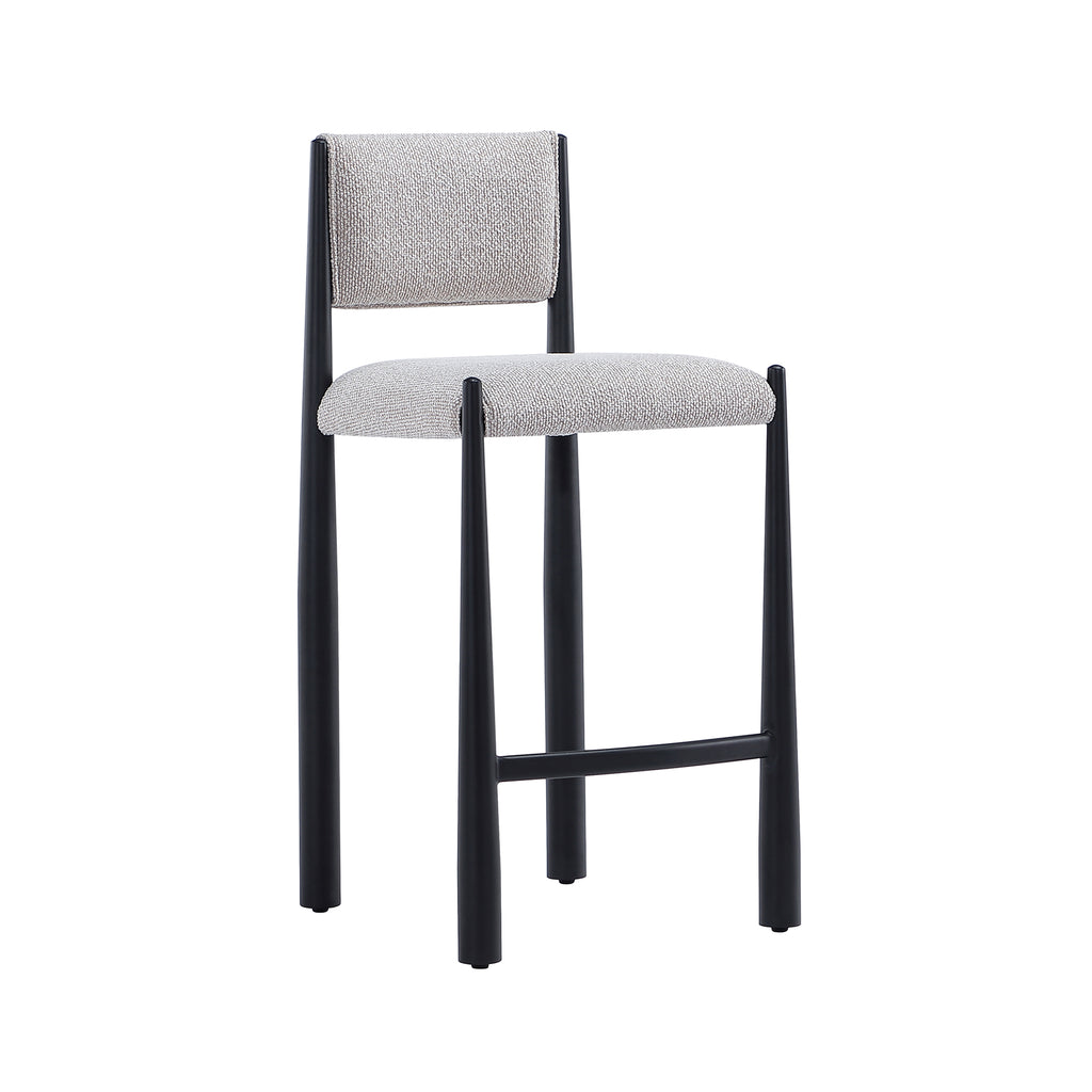 Manhattan Comfort Lennor Mid-Century Modern Boucle Metal Counter Stool in Champagne