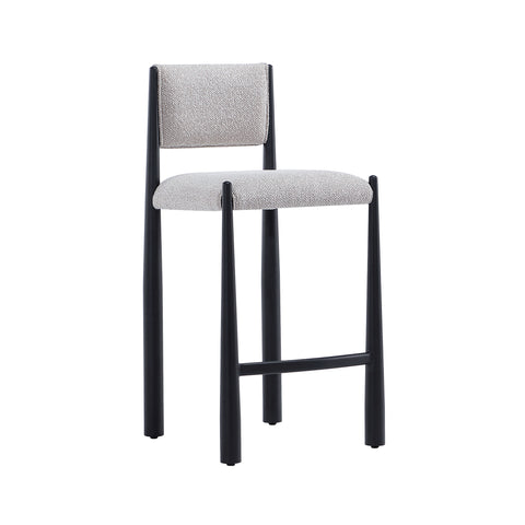 Manhattan Comfort Lennor Mid-Century Modern Boucle Metal Counter Stool in Champagne