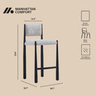 Manhattan Comfort Lennor Mid-Century Modern Boucle Metal Counter Stool in Champagne