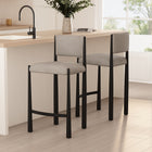 Manhattan Comfort Lennor Mid-Century Modern Boucle Metal Counter Stool in Champagne