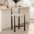 Manhattan Comfort Lennor Mid-Century Modern Boucle Metal Counter Stool in Cream