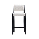 Manhattan Comfort Lennor Mid-Century Modern Boucle Metal Counter Stool in Cream