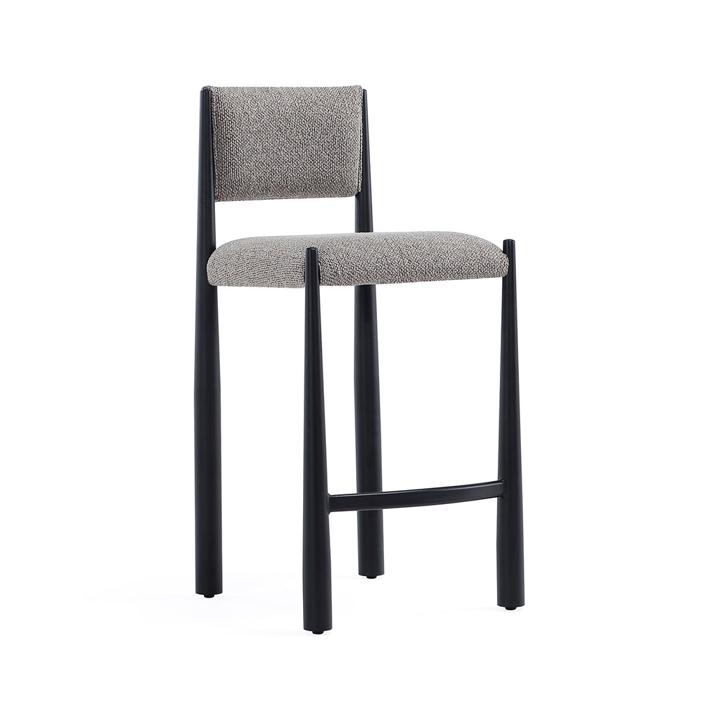 Manhattan Comfort Lennor Mid-Century Modern Boucle Metal Counter Stool in Mushroom