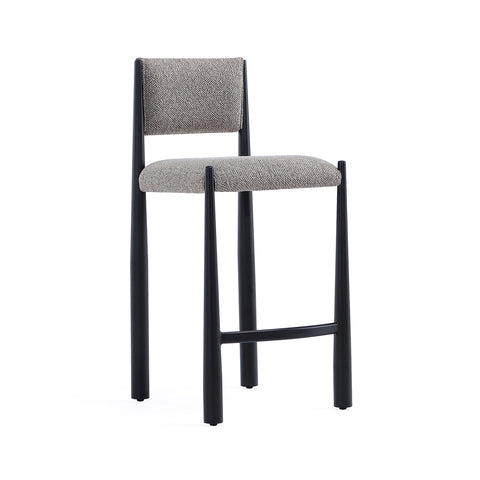 Manhattan Comfort Lennor Mid-Century Modern Boucle Metal Counter Stool in Mushroom
