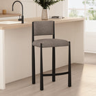 Manhattan Comfort Lennor Mid-Century Modern Boucle Metal Counter Stool in Mushroom