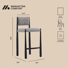 Manhattan Comfort Lennor Mid-Century Modern Boucle Metal Counter Stool in Mushroom