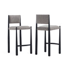 Manhattan Comfort Lennor Mid-Century Modern Boucle Metal Counter Stool in Mushroom