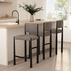Manhattan Comfort Lennor Mid-Century Modern Boucle Metal Counter Stool in Mushroom