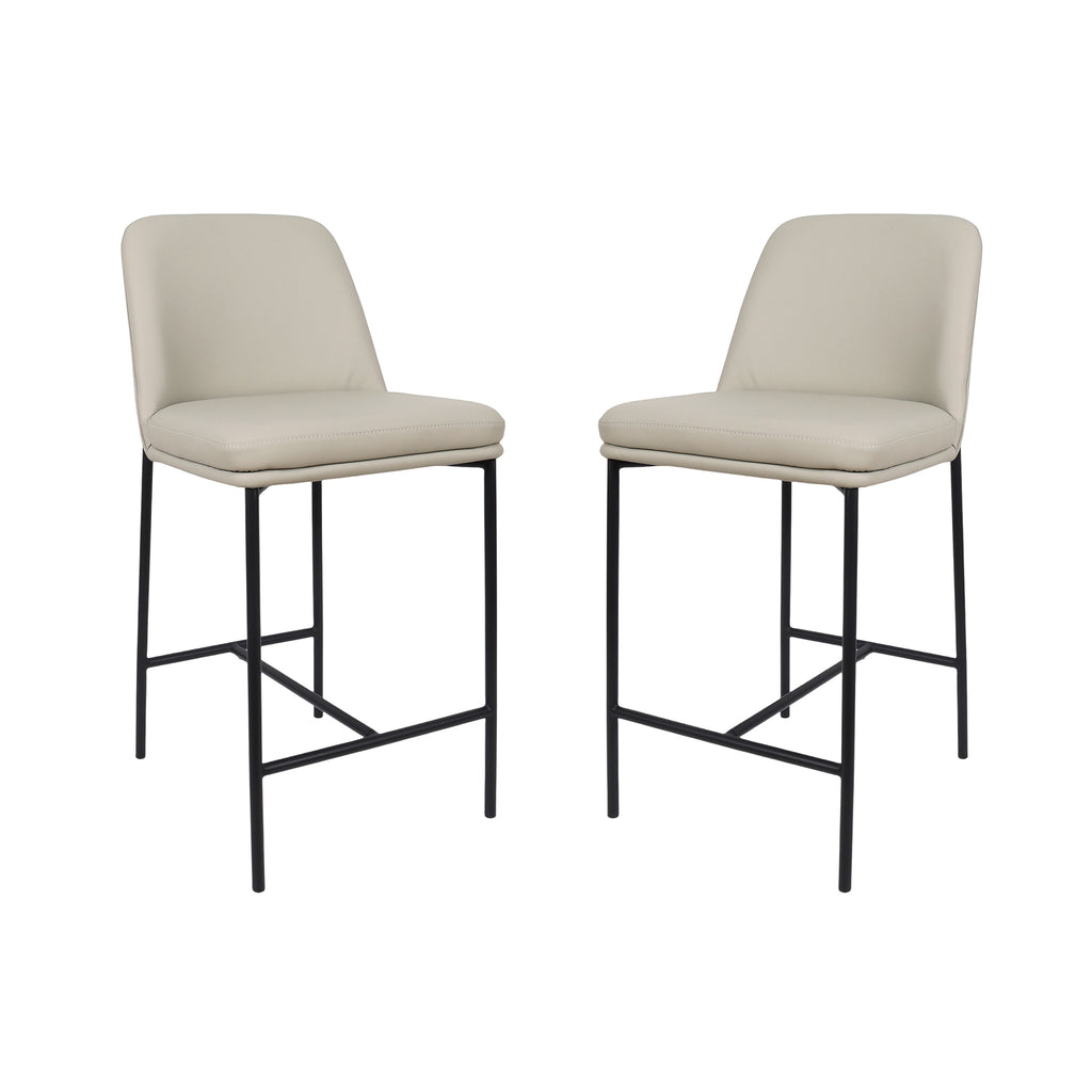 Manhattan Comfort Loft Contemporary Vegan Leather Metal Counter Stool in Stone Gray - Set of 2