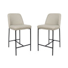Manhattan Comfort Loft Contemporary Vegan Leather Metal Counter Stool in Stone Gray - Set of 2