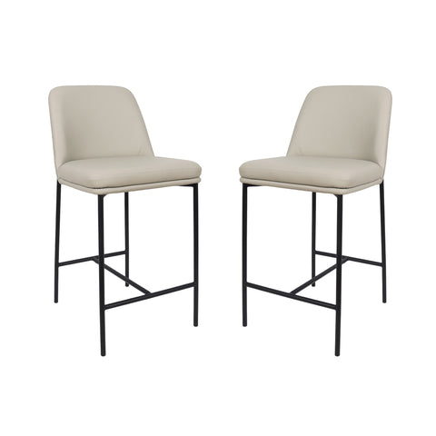 Manhattan Comfort Loft Contemporary Vegan Leather Metal Counter Stool in Stone Gray - Set of 2