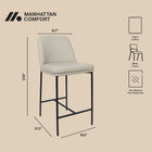 Manhattan Comfort Loft Contemporary Vegan Leather Metal Counter Stool in Stone Gray - Set of 2