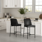 Manhattan Comfort Loft Contemporary Vegan Leather Metal Counter Stool in Black - Set of 2