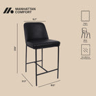 Manhattan Comfort Loft Contemporary Vegan Leather Metal Counter Stool in Black - Set of 2