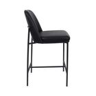 Manhattan Comfort Loft Contemporary Vegan Leather Metal Counter Stool in Black - Set of 2