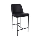 Manhattan Comfort Loft Contemporary Vegan Leather Metal Counter Stool in Black - Set of 2