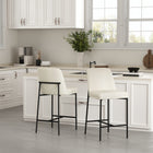 Manhattan Comfort Loft Contemporary Vegan Leather Metal Counter Stool in Ivory - Set of 2