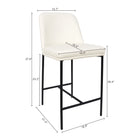 Manhattan Comfort Loft Contemporary Vegan Leather Metal Counter Stool in Ivory - Set of 2