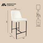 Manhattan Comfort Loft Contemporary Vegan Leather Metal Counter Stool in Ivory - Set of 2