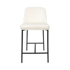 Manhattan Comfort Loft Contemporary Vegan Leather Metal Counter Stool in Ivory - Set of 2