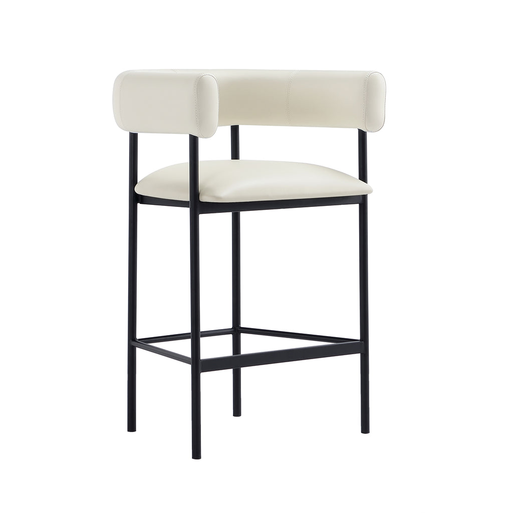 Manhattan Comfort Onda Contemporary Vegan Leather Metal Counter Stool in Ivory