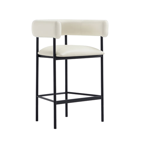 Manhattan Comfort Onda Contemporary Vegan Leather Metal Counter Stool in Ivory