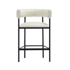 Manhattan Comfort Onda Contemporary Vegan Leather Metal Counter Stool in Ivory