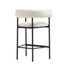 Manhattan Comfort Onda Contemporary Vegan Leather Metal Counter Stool in Ivory