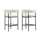 Manhattan Comfort Onda Contemporary Vegan Leather Metal Counter Stool in Ivory