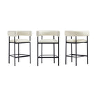 Manhattan Comfort Onda Contemporary Vegan Leather Metal Counter Stool in Ivory