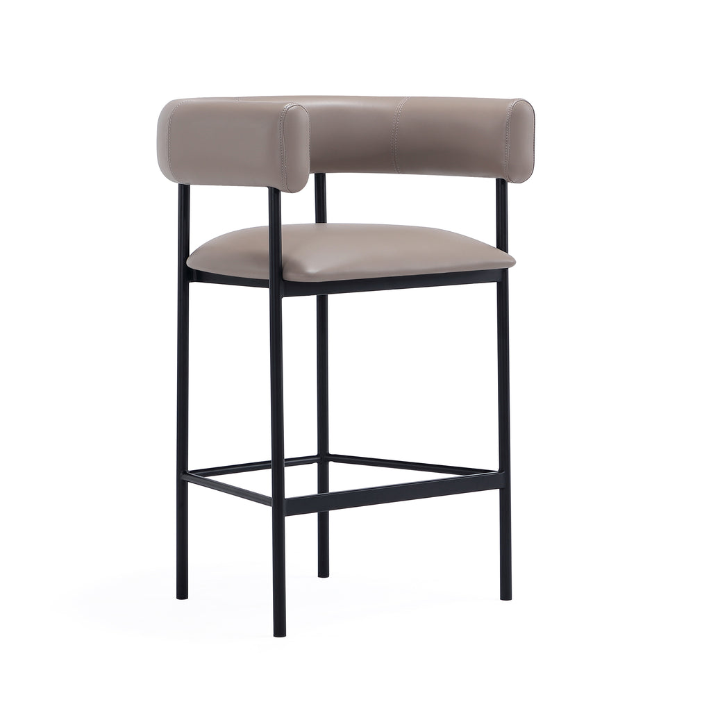 Manhattan Comfort Onda Contemporary Vegan Leather Metal Counter Stool in Taupe
