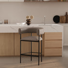 Manhattan Comfort Onda Contemporary Vegan Leather Metal Counter Stool in Taupe
