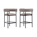 Manhattan Comfort Onda Contemporary Vegan Leather Metal Counter Stool in Taupe