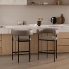 Manhattan Comfort Onda Contemporary Vegan Leather Metal Counter Stool in Taupe