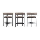 Manhattan Comfort Onda Contemporary Vegan Leather Metal Counter Stool in Taupe