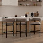 Manhattan Comfort Onda Contemporary Vegan Leather Metal Counter Stool in Taupe