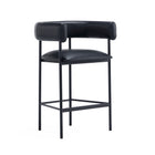 Manhattan Comfort Onda Contemporary Vegan Leather Metal Counter Stool in Black