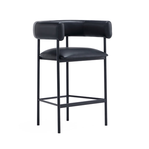 Manhattan Comfort Onda Contemporary Vegan Leather Metal Counter Stool in Black
