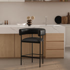 Manhattan Comfort Onda Contemporary Vegan Leather Metal Counter Stool in Black