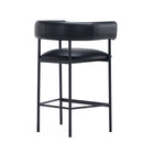 Manhattan Comfort Onda Contemporary Vegan Leather Metal Counter Stool in Black