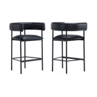 Manhattan Comfort Onda Contemporary Vegan Leather Metal Counter Stool in Black