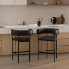Manhattan Comfort Onda Contemporary Vegan Leather Metal Counter Stool in Black