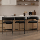 Manhattan Comfort Onda Contemporary Vegan Leather Metal Counter Stool in Black