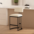 Manhattan Comfort Juno Contemporary Modern Vegan Leather Metal Counter Stool in Ivory